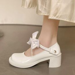 closed toe heels UK - Dress Shoes LLUUMIU Mary Jane Chunky Heel Pumps Fashion High Heels Women's 2022 Spring Summer Korean Style Versatile Closed Toe Sandals