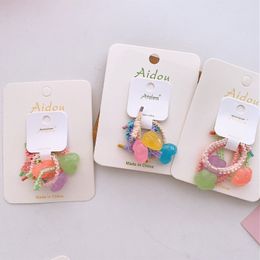 2022 3 Pcs New Korean Sweet Girl Simple Jelly Color Love Lace Elastic Hair Bands Fashion Cute Children's Ponytail Hair Accessories