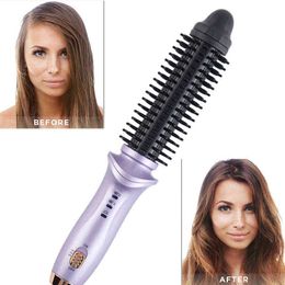 Hair Curlers Straighteners 2 in 1 Hot Air Brush Hair Comb Mini Electric Brush Volumizer 2 in 1 Salon Hair Straightener Curler Portable Curling Styler T220916