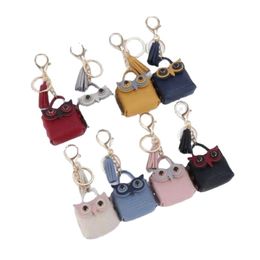 Cute Cartoon Coin Purse PU Owl Design Keychain with Tassel Portable Mini Wallet Earphone Storage Bags Fashion Car Key Holder Bag Pendant Gif 2063 E3