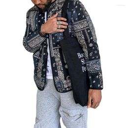 Men's Jackets Men's Stylish Ethnic Style Cashew Nut Print Casual Jacket Men Coat Zipper Closure Long Sleeve