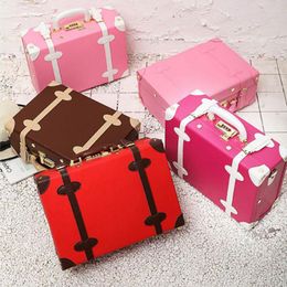 Cosmetic Bags Vintage Suitcase Cute Luxury Women's Travel Makeup Handbag Pink Pu Leather Organizer Large Capacity Beauty Tool Box