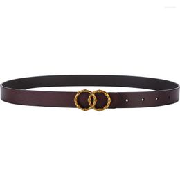 Belts Est Real Cowskin Leather Party Fashion Circle Buckle Belt Women Woman Solid Soft Cowhide Strap Jeans Gifts