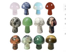 50 Pcs Home Decor Mini Mushroom Figurine Natural Stones Carved Crafts Decor Quartz Healing Crystal Statue Home Garden Yard Decoration