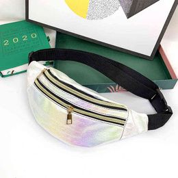 Laser Women Bum Bag Belt Holographic Fanny Pack Designer Hip Cute Waist Packs Phone Pouch For Party Travel J220705