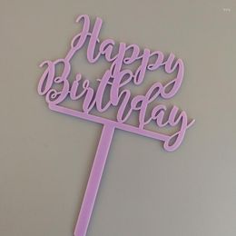 Festive Supplies 1pc Acrylic Happy Birthday Cake Topper Pink "Happy Birthday" For Kids Party Decorations