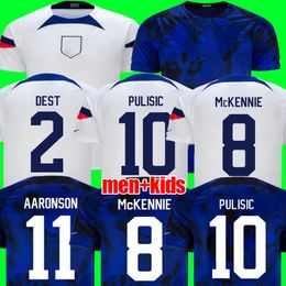 Pulisic USAS Dest Soccer Maglie McKennie 2022 2023 Aaronson Musah Morgan Lloyd America Shirt Football Stati Uniti 23 23 Lletget Men Kids Set Kits Reyna Kit
