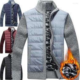Men's Sweaters Men's Men's Fleece Sweater Coat 2022 Winter Thick Patchwork Wool Cardigan Muscle Fit Knitted Jackets Fashionable