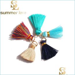 Charms Colorf Bohemian Handmade Mini Cotton Tassels Small For Earrings Necklace Bracelet Making Jewelry Findings Charms Who Mjfashion Dh6Ju