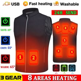 Men's Vests Winter Mens USB Heating Thermal Clothing Sleeveless Heated Jacket Electrical Men Warm Women Fishing Trekking Hunting 220920