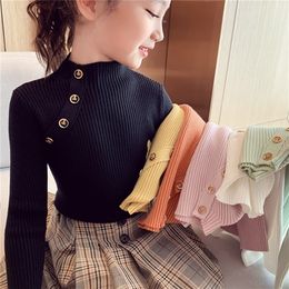 Pullover Fashion Spring Girls Sweaters Knit Pullover Tops Turtlrneck Girls Sweater 2-14 Years Children Clothing Warm Kids Sweaters 220919