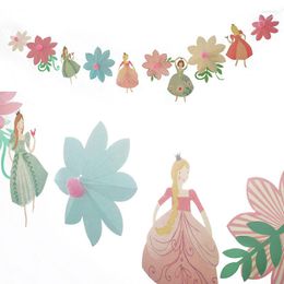 Party Decoration Flower Fairy Banner Paper Garland For Birthday Dancing Princess Bunting Baby Shower Girls Favourite Supplies