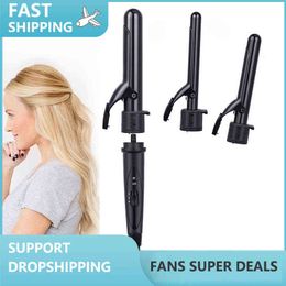 Hair Curlers Straighteners In 1 Curling Iron Wand Tongs Set With LCD Display Dual Voltage 3 Interchangeable Ceramic Barrels Hair Curler T220916