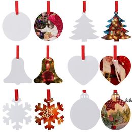 DIY Christmas Pendant Sublimation Blank Snowflake Bells Heat Transfer Christmas Ornaments Decoration GWB15591