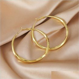 Hoop Huggie Gold Round Big Hoop Earring For Women Zinc Alloy Lady Fashion Jewelry Nice Ear Hoops Accessories Drop Delivery 2021 Earri Dhrul