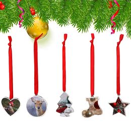 New Christmas Decoration Supplies Zinc Alloy Sublimation Blank Christmas Tree Ornaments pendant