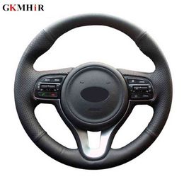 Black Soft Synthetic Leather Car Steering Wheel Cover For Kia Sportage 4 KX5 2016 2017 K5 2016 2017 Handstitched J220808