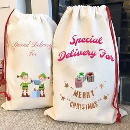 Sublimation Blank Santa Sacks DIY Personalised Drawstring Bag Christmas Gift Bags Pocket Heat Transfer New year JJLE14296