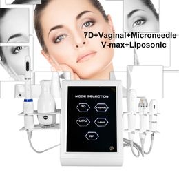 Professional Multi-functional Beauty Equipment 6 in 1 7D HIFU RF Microneedle Vmax Face Lifting Fat Burning Acne Treatment Radio Frequency Skin Tightening Machine