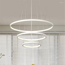 Pendant Lamps Modern Lights For Living Room Dining 80cm Circle Rings Acrylic Aluminum Body 110V/220V LED Lamp Fixtures