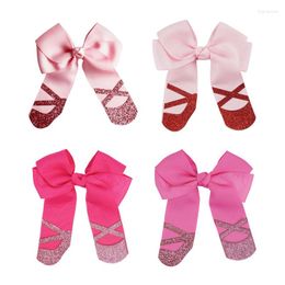 Hair Accessories Ncmama 4.5 Inch Ballet Shoes Cheer Bows Handmade Boitique Glitter Hairclips For Girls Dance Party Gifts