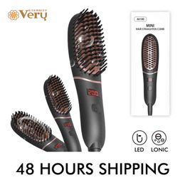 Hair Curlers Straighteners New Hair Straightener Hot Brush Women's Hair Brush For Curler Ceramic Multi-speed Electric Straightening Comb Curling Iron brush T220916