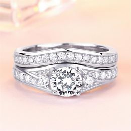 Top quality 30 piece Sparkling Cubic Zirconia Anniversary Wedding rings set for women Engagement Ring Bridal Sets 925 Sterling Silver287a