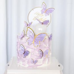 FESTIMENTO DE FESTO BOLO BILILING ROSE Pink Butterfly Butterfly Cake Topper Topper Wedding Bride Decoração de sobremesas para presentes adoráveis