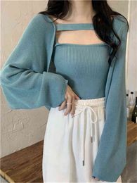 Women's Sweaters Korean New Irregular Shrugs Women Autumn Fashion Sexy Sweaters Stylish Young Sweaters Cosy Tricot Scarf Crop Tops Solid Jumpers J220915