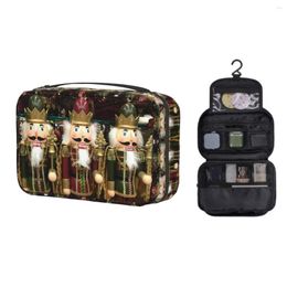 Cosmetic Bags Fashion Christmas Nutcracker Trio Travel Toiletry Bag Women Hanging Xmas Toy Soldiers Gift Makeup Dopp Kit