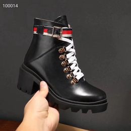 Luxury Designer Women ankle boots Casual Shoes rubber soles Trip Lug Sole Combat Boot Ankle-Boot with Sylvie Web with Originals Box