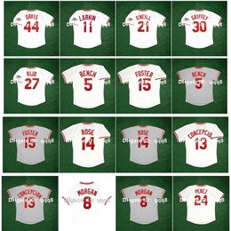 Gla1990 World Series Vintage Baseball Jersey Eric Davis George Foster Pete Rose Dave Concepcion Ken Griffey Jr. Barry Larkin Johnny Bench Paul