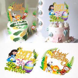 Festive Supplies Happy Birthday Cake Toppers Animal Decorations Safari Party Jungle Theme Forest Zoo Favour