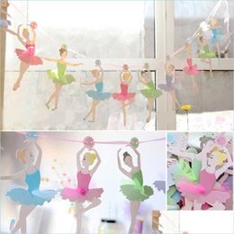 Party Decoration 1Set Ballet Girl Dancing Bunting Banner Ballerina Paper Flag Wedding Hanging Streamer Diy Supplies Favours Birthday D Dhcd6