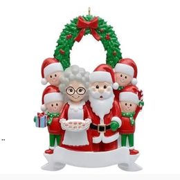 Christmas Ornaments Decorations Quarantine Survivor Resin Ornament Creative Toys Gift Tree Decor Mask Snowman Sanitised Family JJLE14298