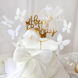 Party Supplies Happy Birthday Butterfly Theme Cake ToppersHandmade Painted Wedding Decoration Baking Gift