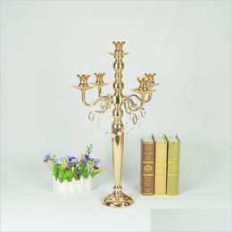 Party Decoration Tall Gold 5 Arm Shiny Metal Candelabra Chandelier Votive Candle Holder Wedding Centrepiece Drop Delivery 2021 Home G Dhjue