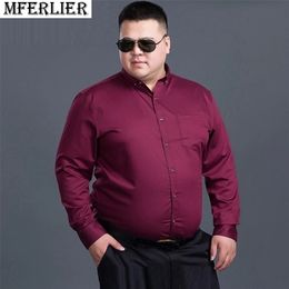 Men's Casual Shirts winter autumn 10XL 12XL 14XL 165kg plus Size Men long Sleeve pockets purple Business formal oversize office wedding 220920