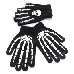 Home Halloween Supplies Glowing For Winter Hand Heater Anti-Slip Horror Hand Bone Body Skull Grimace Mitten Unisex Warming Gloves