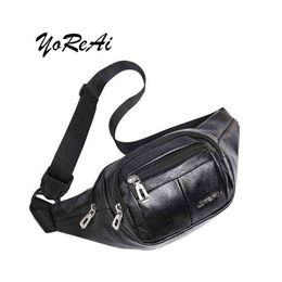 Yorai Kadın Bel Bir Çanta Unisex Yeni Kore Moda Retro Crossbody Pack Pu Fanny Paketler Leisure College Rüzgar Göğüs Çantaları J220705