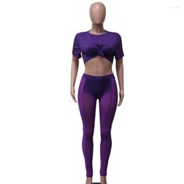 Women's Pants Women Tracksuit Fitness Outfits Casual Sports Set Sexy Sheer Mesh Lady Suit Yoga Long