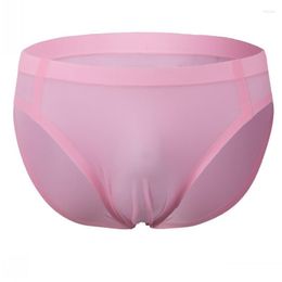 Underpants Men's Underwear Ice Silk Seamless Gay Thin Summer Cueca Transparent Male Panties Pouch No Trace Man Briefs Penis Sexy