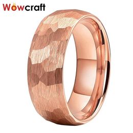 8mm Rose Gold Tungsten Carbide Ring For Men Women Comfort Fit Wedding Band Inside Engraved Rings234W