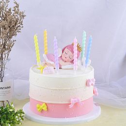 Festive Supplies Candles For Birthday Decoration Candy Color Spiral Twisted Candle Slender Smokeless Baby Party Cake