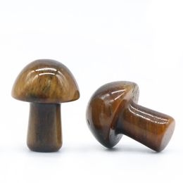 20MM Mushroom Shaped Gemstone Statue Figurine Carved Tiger Eye Stone Mushrooms Crafts for Healing Chakra Reiki Balancing Home Decoration