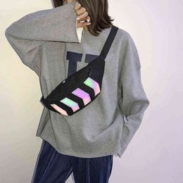 Fashion Waist Bag For Women Banana Canvas Belt Fanny Pack Hip Hop Street Reflective Crossbody Chest Bags Casual Money Pouch J220705