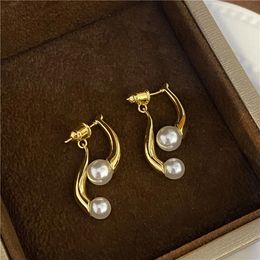 Dangle & Chandelier Fashion Designers Pearl Front And Back Earrings For Women Personality Simple New Jewelry