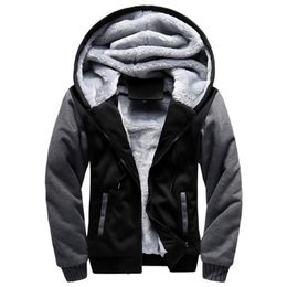 Men's Hoodies Sweatshirts Winter Thick Warm Fleece Zipper Coat Sportwear Male Streetwear 4XL 5XL 220919