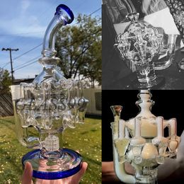 Stereo Matrix Perc Glass Hookahs Recycler Bong Bubbler Wax Dabber Oil Rigs Diffused Showerhead Backflow Water Pipes with 14mm Joint