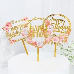 Festive Supplies 3Pcs Birthday Party Cake Decorating Tools Happy Kids Adults Acrylic Topper Baby Shower Dessert Accessories